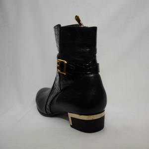 Cizma moderna, neagra cu inserti aurii pe toc BO-2256-LK - Img 6