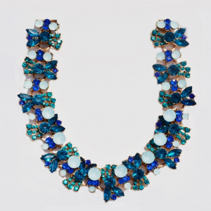 Colier trendy cu design elegant din strasuri si cristale colorate - Img 3