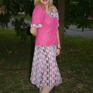Costum dama, de ocazie, multicolor, din material pepit deosebit - Img 3