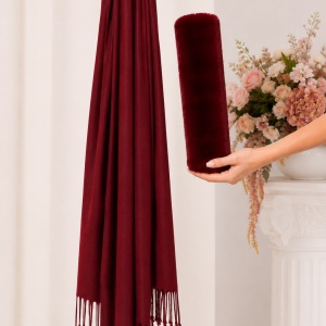 Esarfa Beatrice 2 in 1 cu insertii de blanita ,nuanta de marsala - Img 2