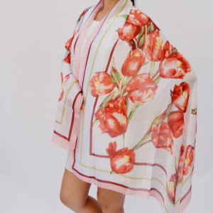 Esarfa chic, model elegant cu imprimeu floral multicolor - Img 4