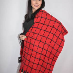 Fular dama Dalma ,model cu patratele,marsala - Img 3