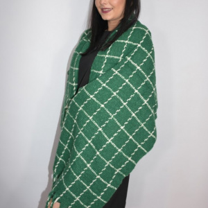 Fular dama Dalma ,model cu patratele,verde - Img 3
