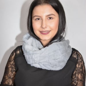 Fular Lenna cu insertii de blanita,model cilcular,nuanta de gri - Img 4