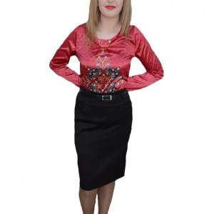 Fusta dreapta din stofa, de culoare neagra, cu design simplist - Img 1