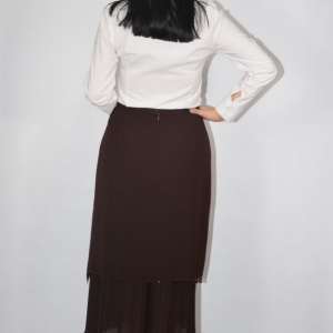 Fusta maro, model elegant cu design stratificat, de lungime midi - Img 5
