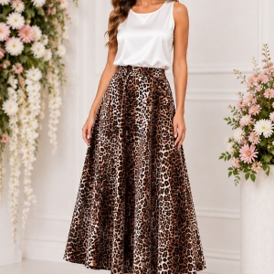 Fustă midi elegantă Animal Print din catifea – 95% Poliester, 5% Elastan