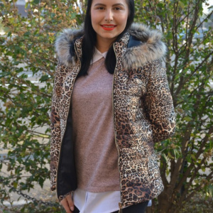 Jacheta casual Alexia ,imprimeu animal-print,nuanta de maro - Img 5
