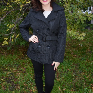 Jacheta casual, culoare neagra, cu guler dublu si model matlasat - Img 6