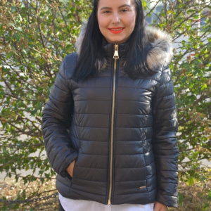 Jacheta casual, neagra, calduroasa, cu gluga detasabila - Img 4