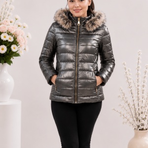 Jacheta casual Pamy,model sidefat ,nuanta de gri inchis