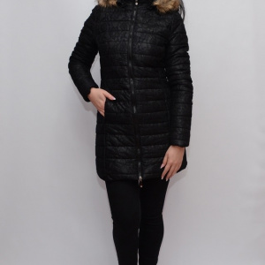 Jacheta neagra, din fas, cu design de dantela aplicata deasupra - Img 3