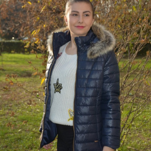 Jacheta rafinata de toamna-iarna ,guler fronsat si gluga detasabila,nuanta de bleumarin - Img 5