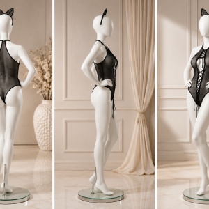 Lenjerie sexi tip corset, fara maneca si fixare cu snur, negru - Img 2