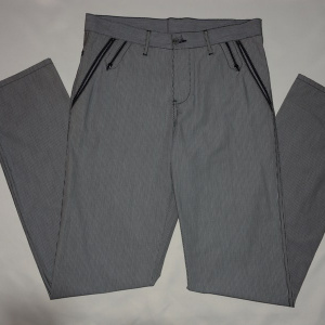 Pantalon barbati casual, de culoare gri cu dungi subtiri verticale - Img 1