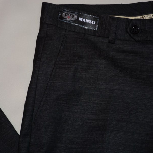 Pantalon barbati cu dungi subtiri in tesatura, de nuanta gri inchis - Img 2