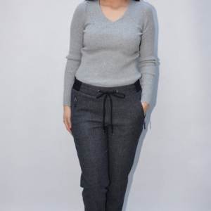 Pantalon casual Ianna cu snur ,gri - Img 2