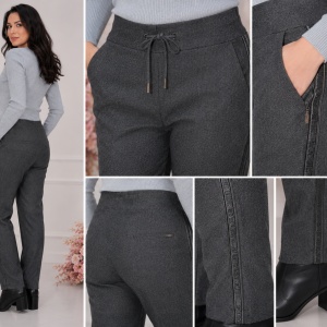 Pantalon casual Jeniffer cu model pe picior ,gri - Img 3