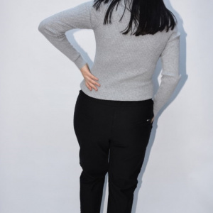 Pantalon casual Jeniffer cu model pe picior ,negru - Img 2