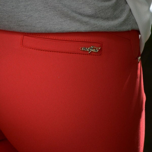 Pantalon casual, nuanta rosie, talie medie, curea fashion si subtire - Img 5