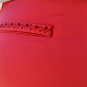 Pantalon chic de culoare rosie cu design de strasuri lucioase - Img 4