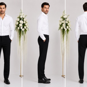 Pantalon clasic pentru barbati, nuanta neagra, din bumbac - Img 6