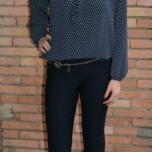 Pantalon comod cu croi tineresc, nuanta bleumarin, model lung - Img 7