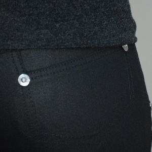 Pantalon cu buzunare apretate, nuanta de negru, fermoar - Img 5
