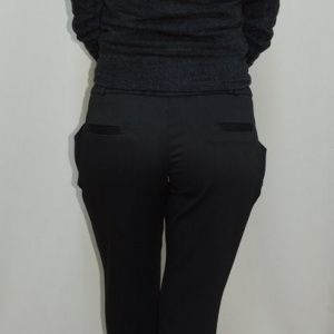 Pantalon cu buzunare laterale aplicate, nuanta de negru - Img 4