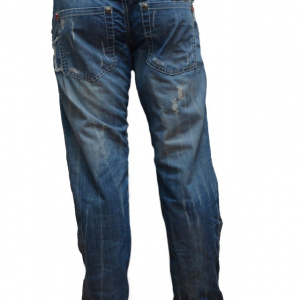 Pantalon de blug de culoare albastra, cu model cu aspect uzat - Img 5