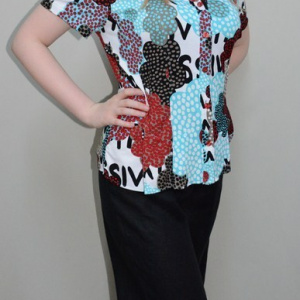 Pantalon de vara, bumbac negru, model simplu, marime mare - Img 4