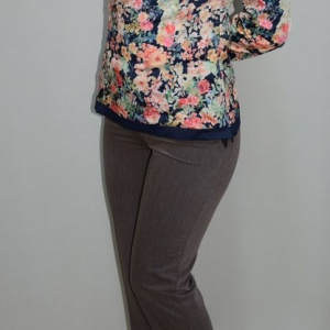 Pantalon elegant cu cusaturi, model clasic, de culoare maro - Img 2