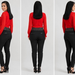 Pantalon Janette cu insertii de strasuri negru-argintiu,nuanta de negru - Img 2