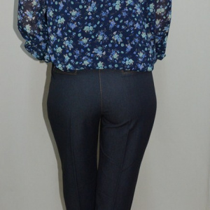 Pantalon masura mare, de culoare bleumarin, cu aspect de blug - Img 4