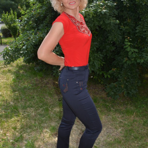 Pantalon modern, bleumarin, cu model colorat pe buzunare - Img 4