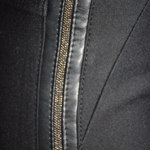 Pantalon modern,casual cu insertii de strasuri si piele,nuanta neagra - Img 8