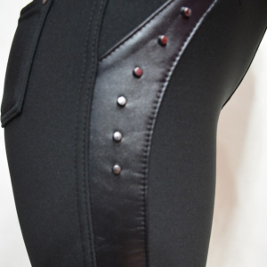 Pantalon modern cu design de capse si usor imblanit, negru - Img 6