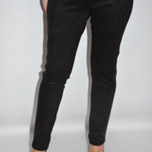 PANTALON MODERN CU INSERTII DE PieLE IMPLETITA PE PICIOR,NUANTA NEAGRA - Img 4