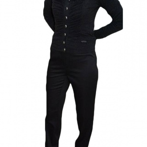 Pantalon negru, buzunare laterale, inchidere cu fermoar - Img 1