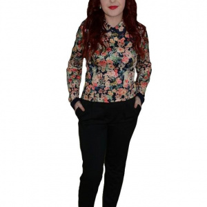 Pantalon office deosebit, de culoare neagra, cu buzunare - Img 1