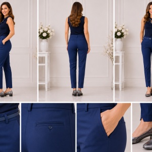 Pantalon office Medeline cu croi drept,nuanta de albastru - Img 2