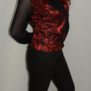 Pantalon rafinat, tip creion, nuanta de negru si cu nasturi - Img 3