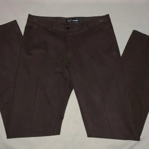 Pantalon simplu, clasic, de culoare maro, din material de bumbac - Img 4
