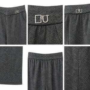 Pantaloni Damă Tip Colant, Talie Elastică și Buzunare Laterale – Gri - Img 3