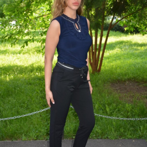 Pantaloni Diana casual ,accesorizata cu siret ,nuanat de negru - Img 2