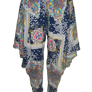 Pantaloni lungi, bleumarin, croi lejer la picioare - Img 1