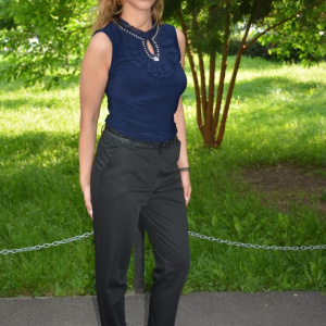 Pantaloni office Medeline cu croi drept,nuanat de negru - Img 4