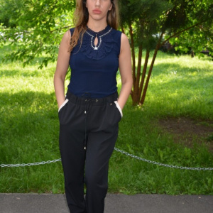 Pantaloni Shine cu strasuri,nuanat de negru - Img 2