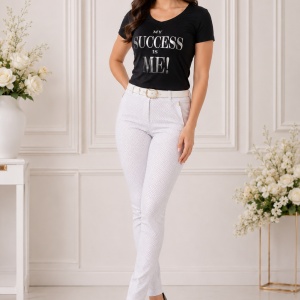 Pantaloni Ximena lungi,nuanta de alb