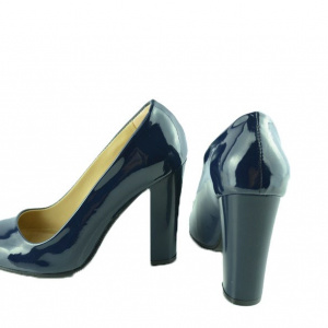 Pantof de culoare bleumarin din material moale cu aspect lacuit - Img 3